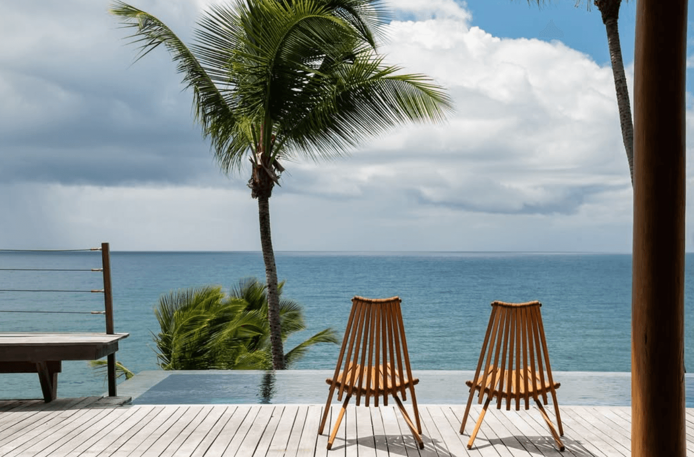 Lush tropical foliage and water scene